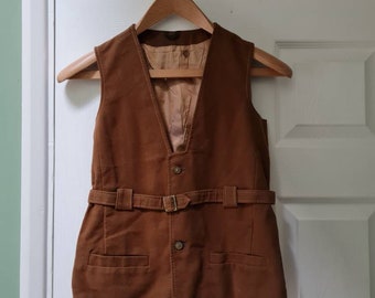 1930s 1940s waistcoat vintage style in rust brown herringbone 