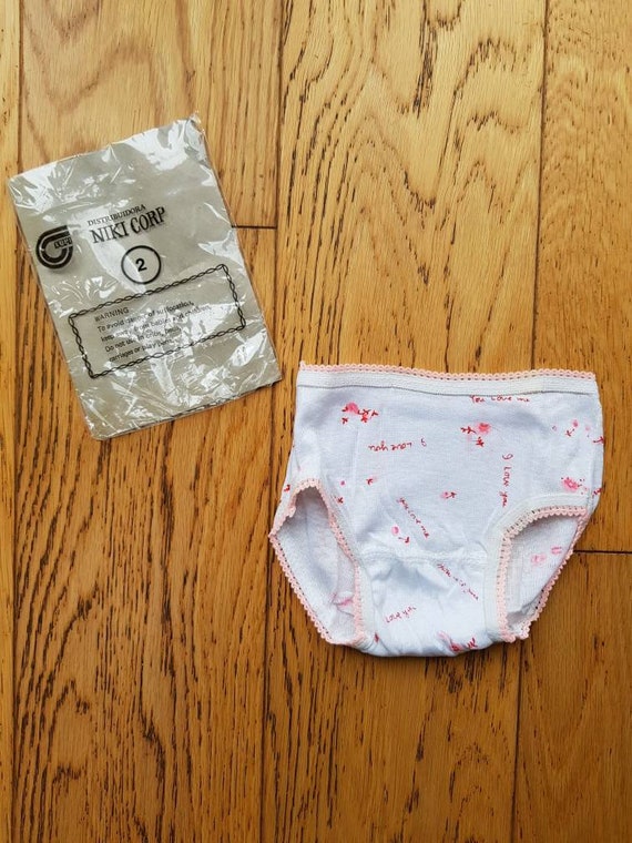 Vintage Unworn Dead Stock: 1970s NIKI CORP Brand Girls' I Love You Print White  Knickers/pants/panties 5/6yrs 