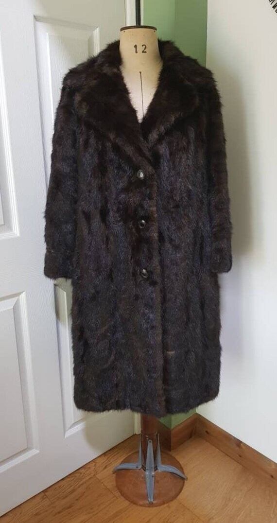 Vintage ladies' mink fur coat, chocolate brown, f… - image 3