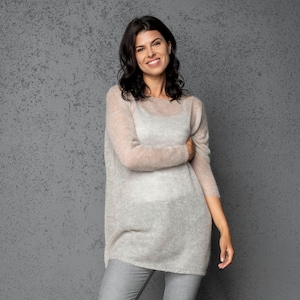 Mohair wool sweater, Mohair sweater, Mohair pullover, Light sweater, Knitted mohair sweater, lightweight mohair sweater, beige sweater