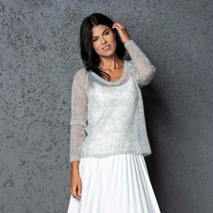 Bridal mohair sweater, Bridal wedding pullover, bridal sweater, wedding sweater, wedding pullover, mohair sweater, gray mohair sweater