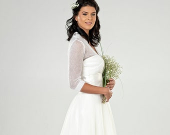 Bolero di lana mohair, mohair bolero scrollata di spalle, maglia mohair bolero, bolero da sposa, copertura da sposa, scrollata di spalle da sposa, scrollata di spalle da sposa, maglia bolero bianco