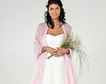 Châle de cape de mariage, enveloppement de mariage en mohair, châle de mariée, châle de mariage, enveloppement de mariage, enveloppement de mariée en mohair, enveloppement d'occasion spéciale, enveloppement rose