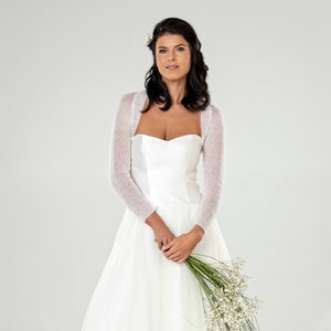 Bolero di lana mohair, scrollata di spalle bolero di mohair, bolero di mohair lavorato a maglia, bolero da sposa, copertura da sposa, scrollata di spalle da sposa, scrollata di spalle da sposa, bolero bianco lavorato a maglia immagine 3