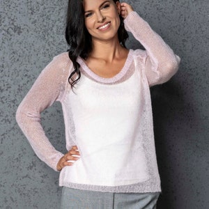 Knit mohair sweater, pink sweater, pink pullover, lightweight sweater, soft sweater, mohair jacket, knitted jacket, mohair pullover, mini