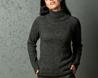 Alpaca sweater, alpaca pullover, Alpaca wool sweater, alpaca turtleneck sweater, minimalist sweater, knit alpaca sweater, gray alpaca sweate