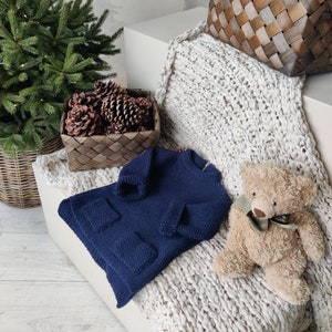 Knitted sweater, Wool sweater, Knitted wool sweater, Girl sweater, Alpaca sweater, Boy sweater, Gift, blue sweater, Christmas gift image 1