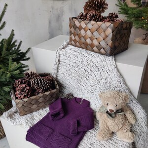 Knitted sweater, Wool sweater, Knitted wool sweater, Girl sweater, Alpaca sweater, Boy sweater, Gift, violet sweater, Christmas gift image 7