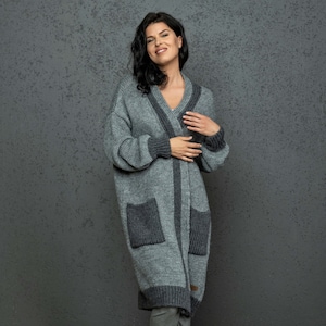 Knitted cardigan, Oversized cardigan, Alpaca sweater, Knitted wrap, Alpaca cardigan, Long cardigan, Chunky cardigan, gray cardigan, wrap