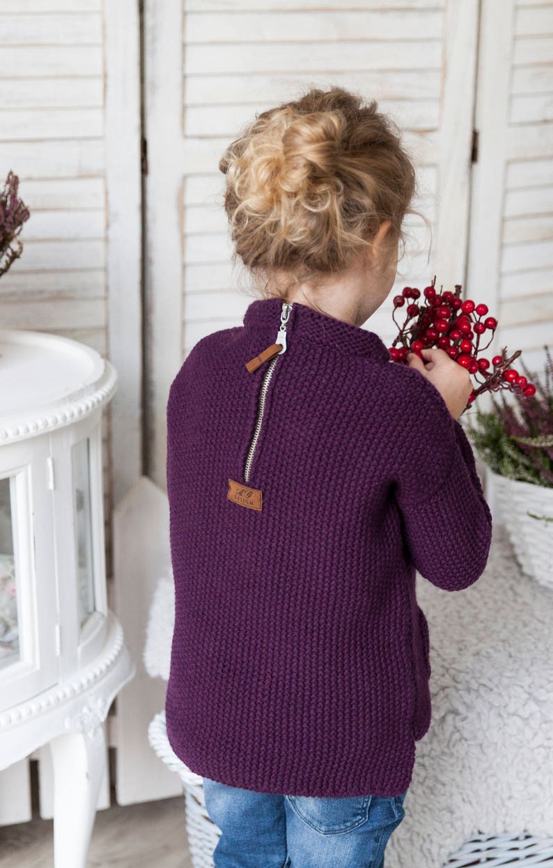 Knitted sweater, Wool sweater, Knitted wool sweater, Girl sweater, Alpaca sweater, Boy sweater, Gift, violet sweater, Christmas gift image 8