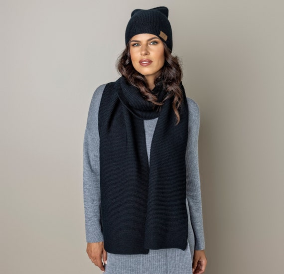 Merino Wool Scarf Merino Wool Hat Merino Wool Cap Winter Scarf Gift Scarf Knitted Merino Wool Set Elegant Scarf Cap Scarves Etsy