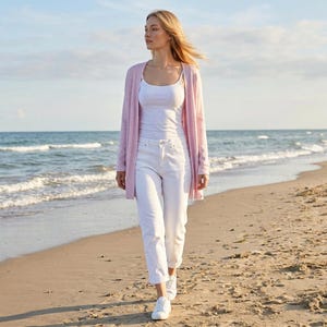 TEEROSE open front knit wool cardigan, light pink — By AGdesign