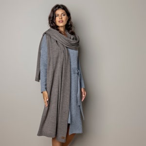 Merino wool scarf, wool scarf, merino wool shawl, merino wool wrap, knit merino wool scarf, knitted wool scarf, minimalist knit scarf, knit image 6