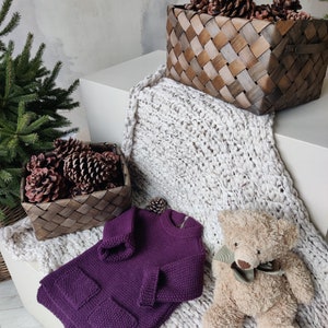 Knitted sweater, Wool sweater, Knitted wool sweater, Girl sweater, Alpaca sweater, Boy sweater, Gift, violet sweater, Christmas gift image 3