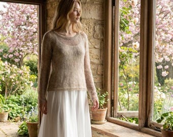 Cocoa bridal mohair sweater, Bridal cover up, lightweight wedding pullover, bridal cover up jumper, made to order