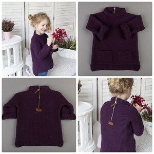 Knitted sweater, Wool sweater, Knitted wool sweater, Girl sweater, Alpaca sweater, Boy sweater, Gift, violet sweater, Christmas gift image 2