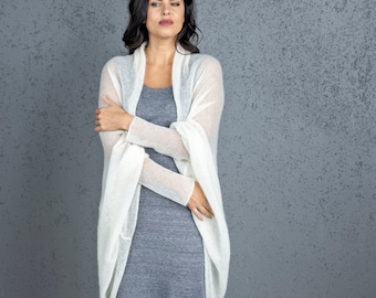 Oversized Mohair Cardigan, lightweight mohair wrap white