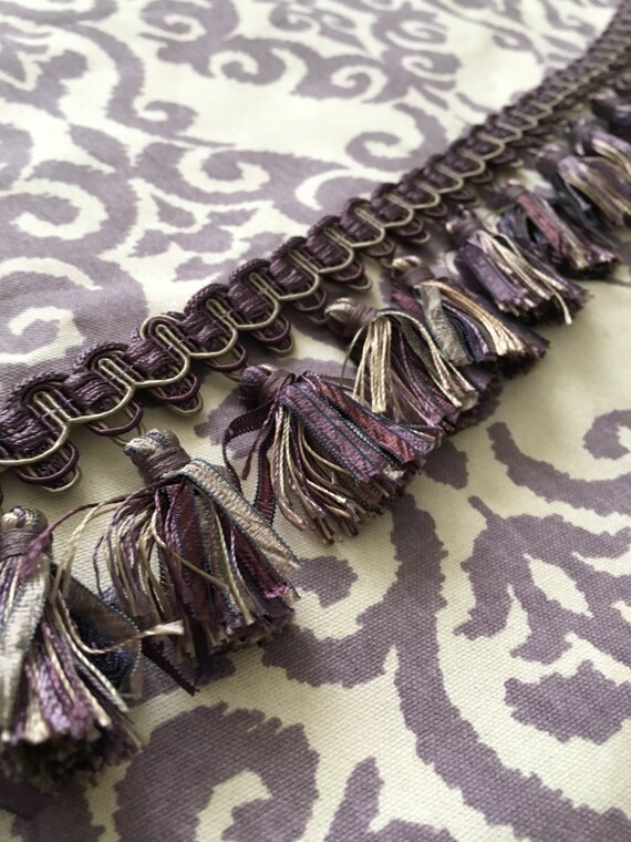 Hand Made Curtains Ivory Grey Purple Plum Cotton Etsy