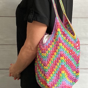 Crochet Pattern - Crochet Granny Square Bag, Shoulder Bag, Left and Right-handed Picture Tutorials - PDF Instant Download