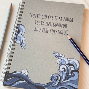 QUADERNO SKETCHBOOK con stampa a colori e citazione per appunti e schizzi