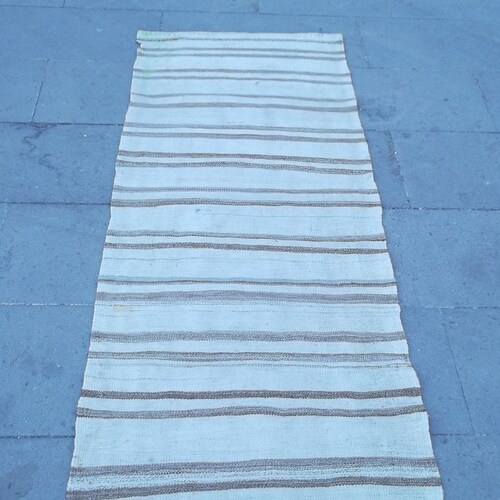 Runner kilim,266x60 cm,8.7x1.9 feet,white kilim runner,striped shops runner,hallway kilim,laufer kelim