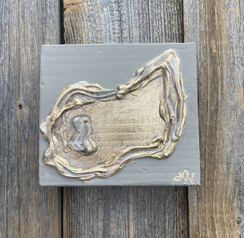 Oyster Art Oyster Texture Gold Leaf Beige Etsy