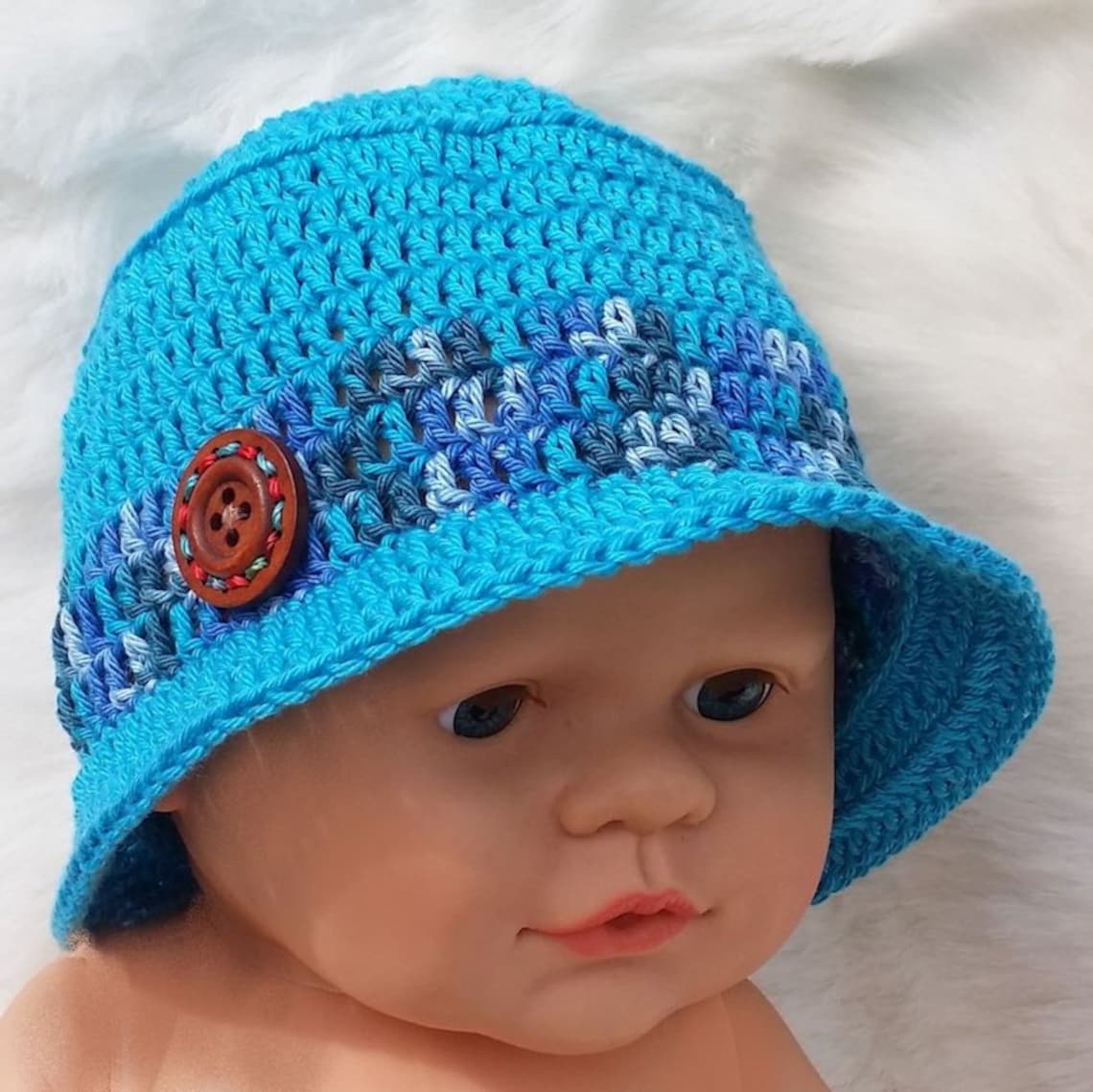 Hand crocheted boys bucket hat 1218 1824 2436 months old Etsy