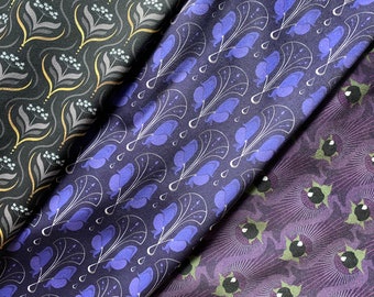 Fat Quarters SOFT VELVET – Art Deco-style Poisonous Plant Patterns Inspired by Agatha Christie – Velvet for Cushion Covers