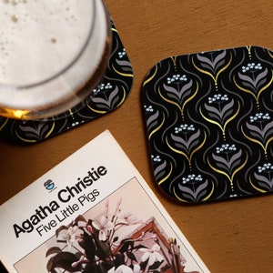 Hemlock Coaster Patterned Hard Wood Coaster Drinks & Cocktail Hour Inspired by Agatha Christie's Poisonous Plants image 2