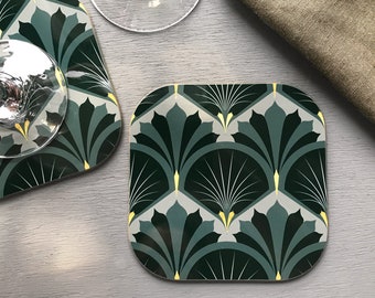 Fanfare Coaster – Patterned Hard Wood Coaster with High Gloss Top – Inspired by the Belmond British Pullman Steam Train