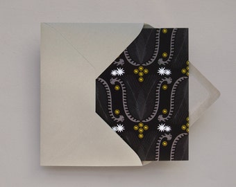 Australian Lyrebird greeting card  – Blank A6 card – Wattle and Flannel Flower
