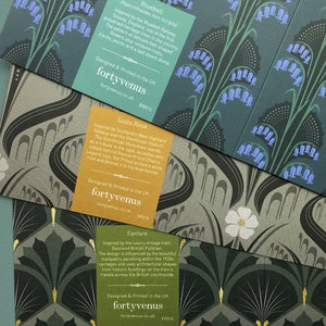 Pack of 6 – Luxury Greeting Card Set Inspired by Steam Train Journeys – Three Art Deco/Nouveau Style Designs