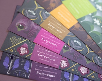 Pack of 6 Greeting Cards inspired by Agatha Christie – Poisonous Plant Pattern Design – Art Deco-Style – Luxury Textured Square Cards