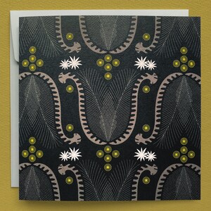 Lyrebird Greeting Card  – Luxury Textured Card Inspired by the Lyrebird's feathers – Australian Native Flowers Flannel Flower & Wattle