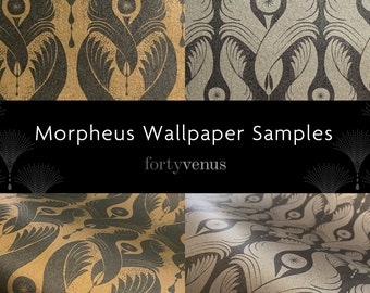 Wallpaper SAMPLES – MORPHEUS Design in Gold & Silver – Mica-Coated Luxury Paste-the-wall wallcovering