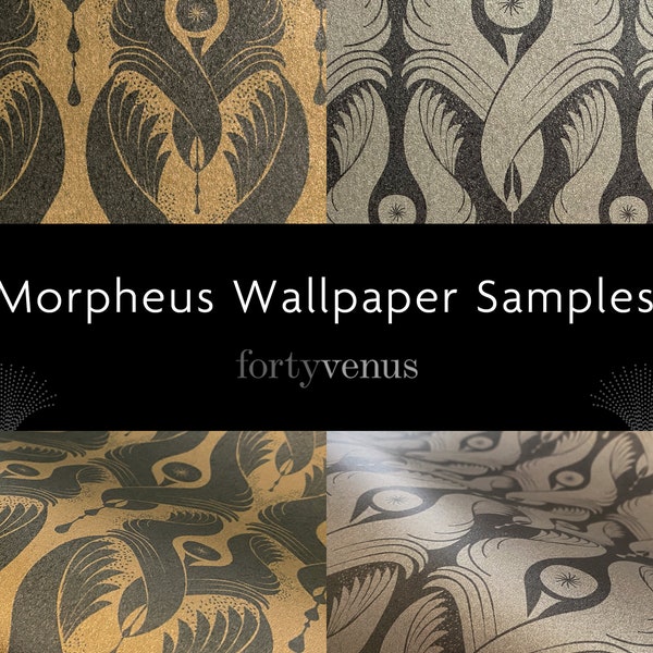 Wallpaper SAMPLES – MORPHEUS Design in Gold & Silver – Mica-Coated Luxury Paste-the-wall wallcovering