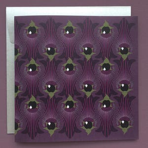 Belladonna (Deadly Nightshade) Tarjeta de felicitación – Inspirada en Agatha Christie – Tarjeta cuadrada de planta venenosa – Diseño de tarjeta de lujo – Art Deco