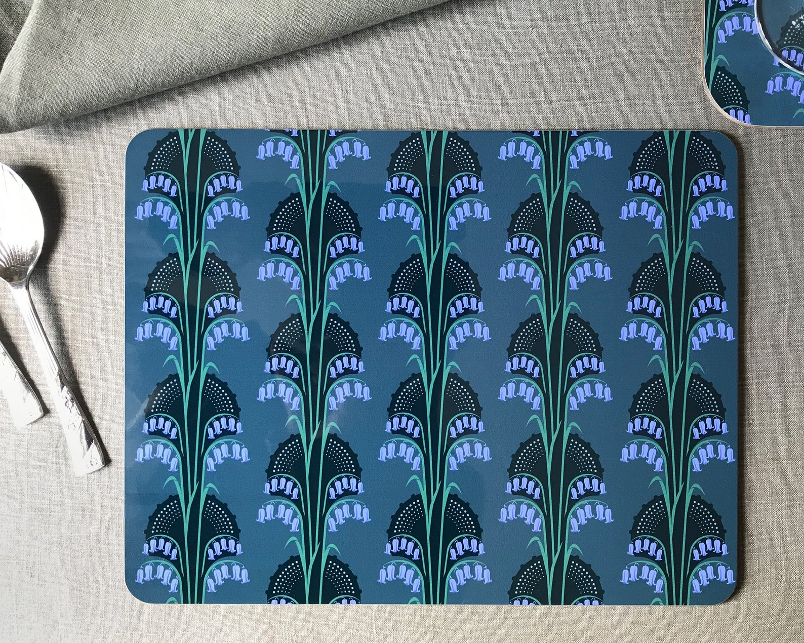 Bluebell Placemat Patterned Hard Wood Placemat With High Etsy Hong Kong