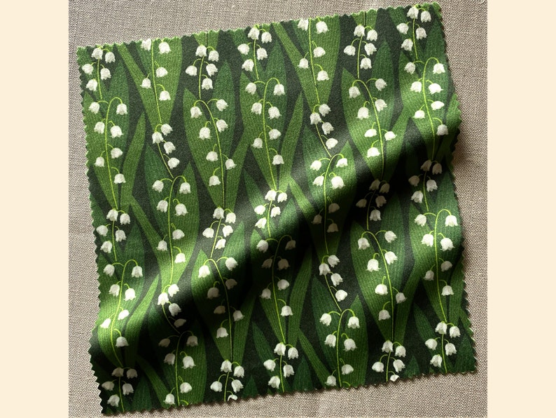 SAMPLES Lily of the Valley Fabric Organic Cotton Poplin Eco velvet Duchess Satin image 4