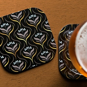 Hemlock Coaster Patterned Hard Wood Coaster Drinks & Cocktail Hour Inspired by Agatha Christie's Poisonous Plants image 1