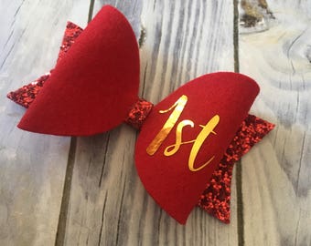 Babies first christmas, babies christmas outfit, Christmas Eve box fillers, res christmas bow