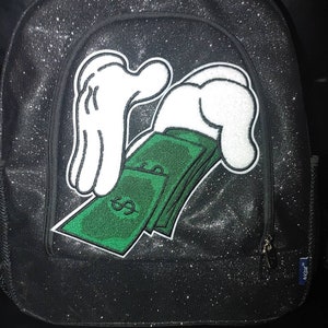 Glitter Black Money Medium Size Backpack