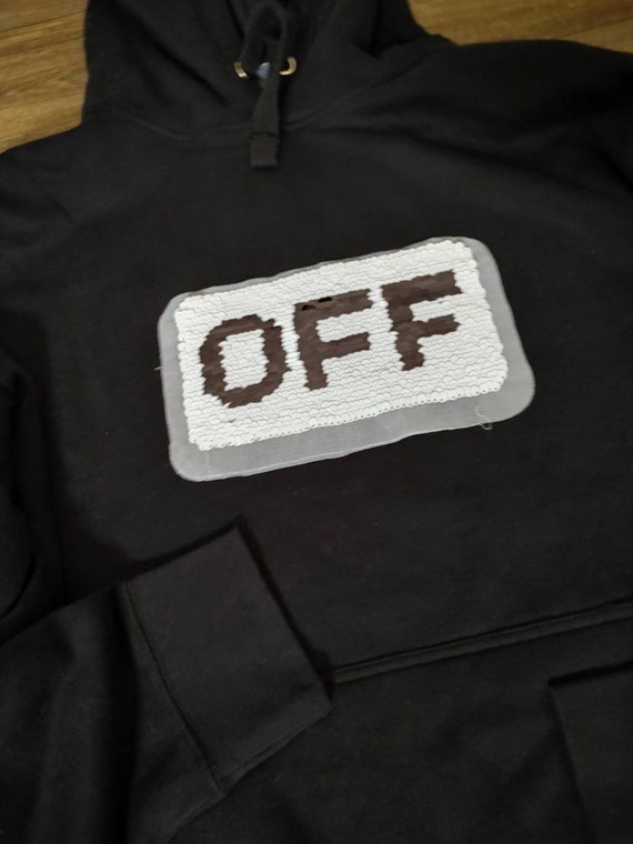 Rare Changing Sequin Drunk sober Blk white OFF Hoodie or Hoodie