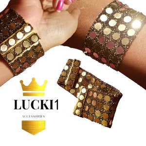 Gold Polkadot Black Lucki Wristwear Magnet Bracelet