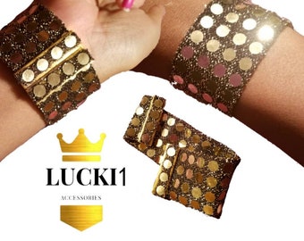 Gold Polkadot Black Lucki Wristwear Magnet Bracelet