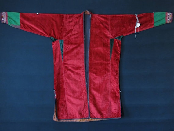 Vintage Turkmen velvet chapan robe