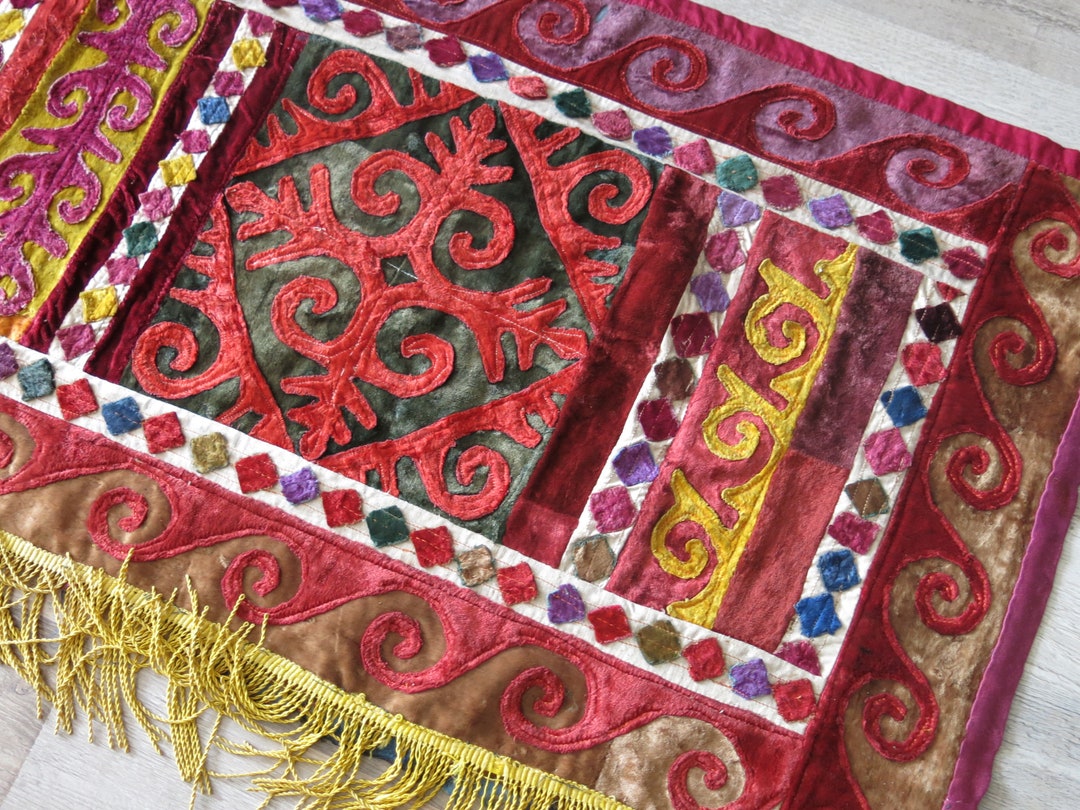 Kyrgyz Silk Patchwork Wall Hanging Decore Etsy
