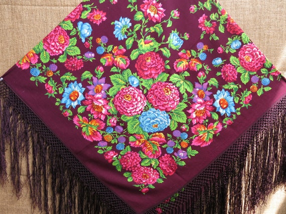 Traditional Wool Turkmen Oversized Shawl - Scarf -