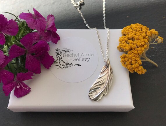 Silver feather pendant, feather necklace. Christmas gifts.