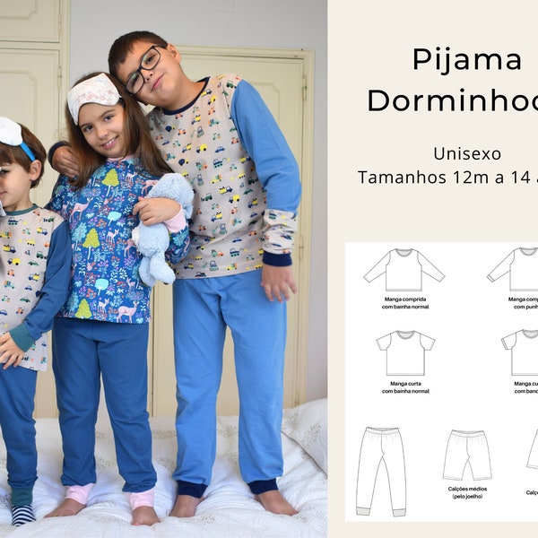 Pijama Dorminhoco (molde costura pdf) Português: menino menina unisexo